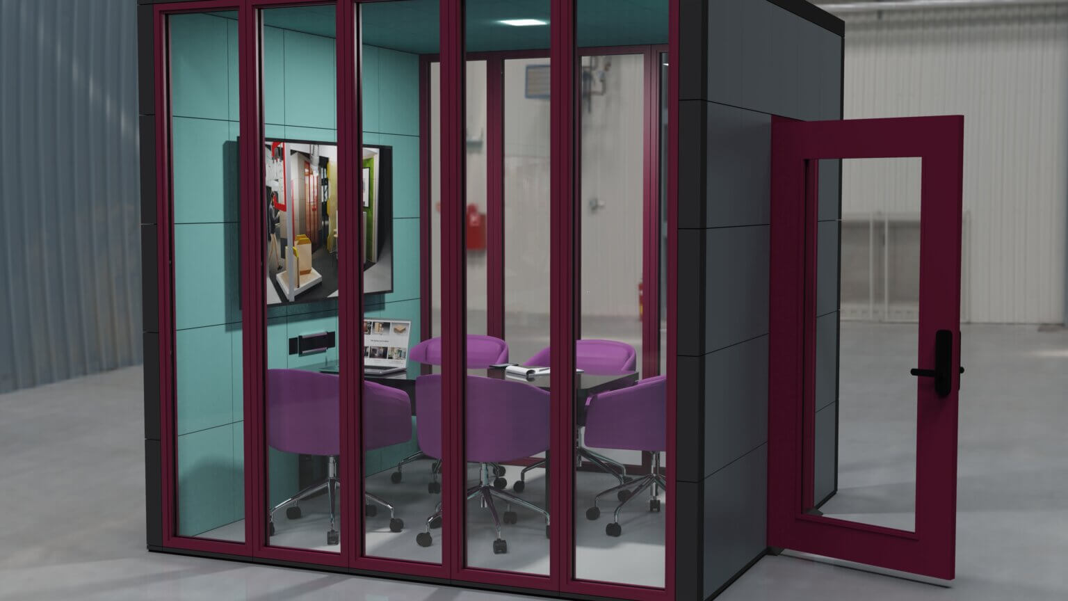 Integrating modular pod meeting booths into offices